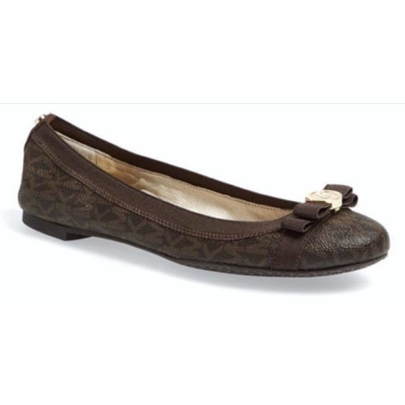 Michael Kors DIXIE Signature Ballet Ballerina Flat Slip-On Shoe Brown 5 $178 New - Picture 1 of 4